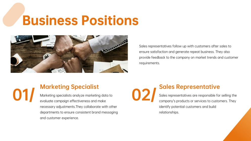 Templat PPT Pengambilan Pekerja Dekorasi Potret Perniagaan Ringkas Jingga