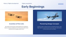 Professional Tech Blue Grid Layout Fighter Jet Template for PowerPoint