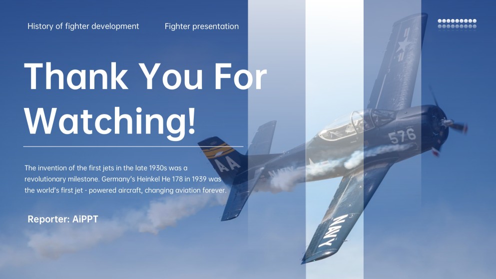 Professional Tech Blue Grid Layout Fighter Jet Template for PowerPoint