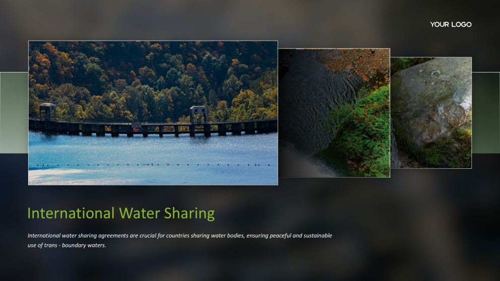 Шаблон презентации по управлению водными ресурсами в природной тематике в зеленых тонах