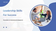 Plantilla de presentación PPT de liderazgo de estilo empresarial profesional azul y blanco