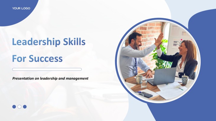 Blue and White Professional Business Style Leadership PPT Presentation Template