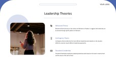 Plantilla de presentación PPT de liderazgo de estilo empresarial profesional azul y blanco