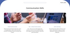 Plantilla de presentación PPT de liderazgo de estilo empresarial profesional azul y blanco