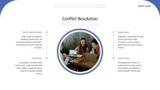 Plantilla de presentación PPT de liderazgo de estilo empresarial profesional azul y blanco