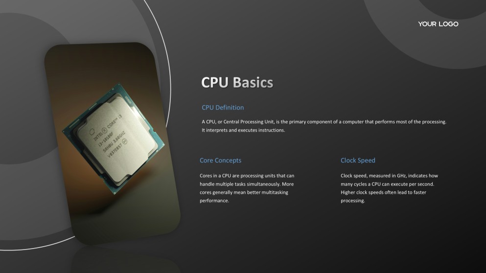 Черная современная технологическая презентация компьютерного оборудования PPT с изображениями