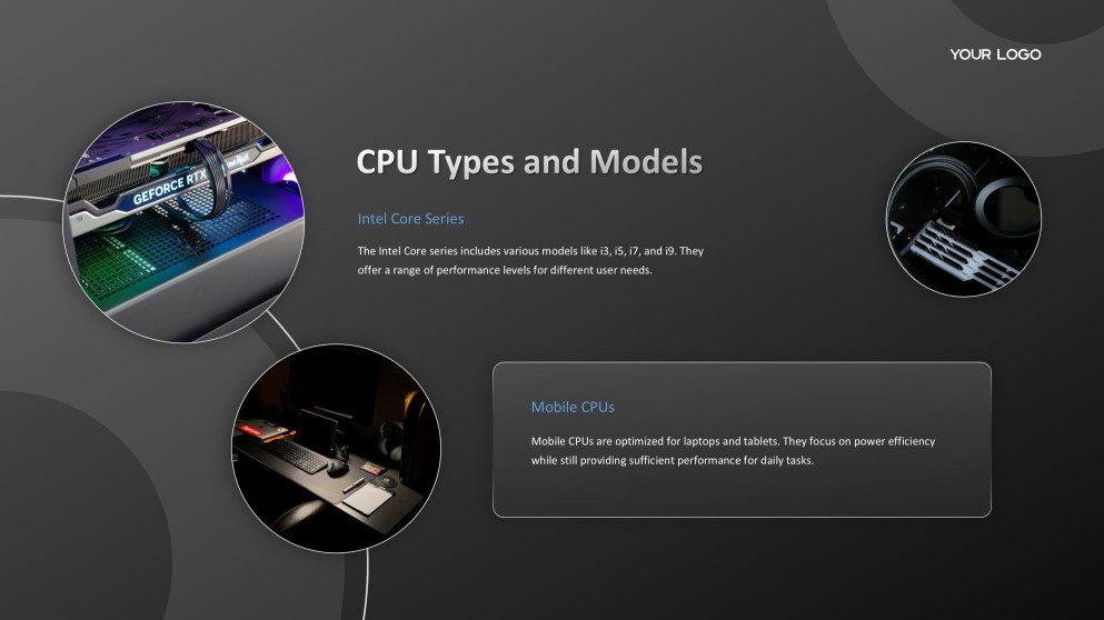 Черная современная технологическая презентация компьютерного оборудования PPT с изображениями