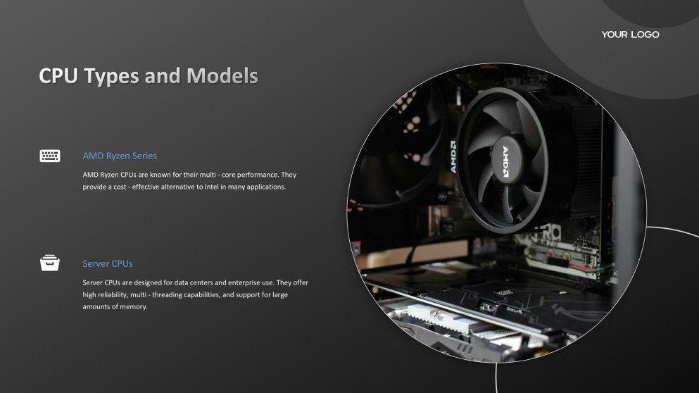 Черная современная технологическая презентация компьютерного оборудования PPT с изображениями