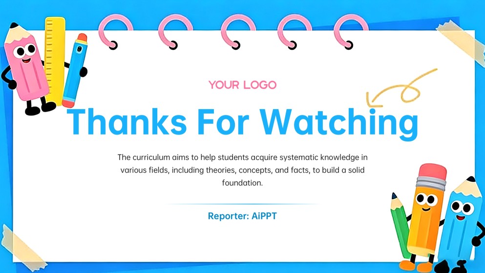 藍色可愛動畫課程PPT模板