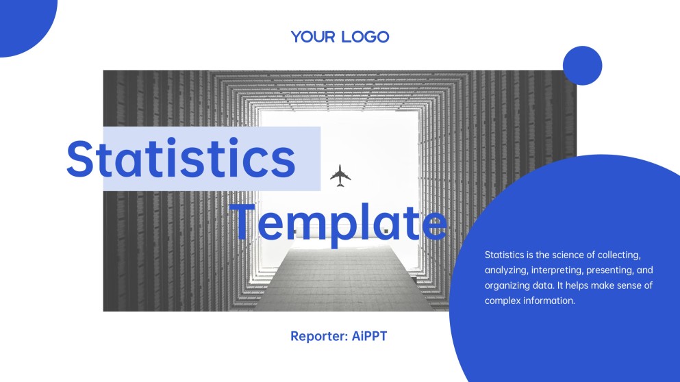 Templat PowerPoint Statistik Minimalis Biru