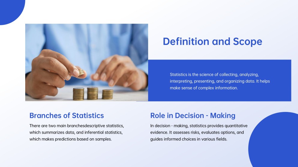 Templat PowerPoint Statistik Minimalis Biru