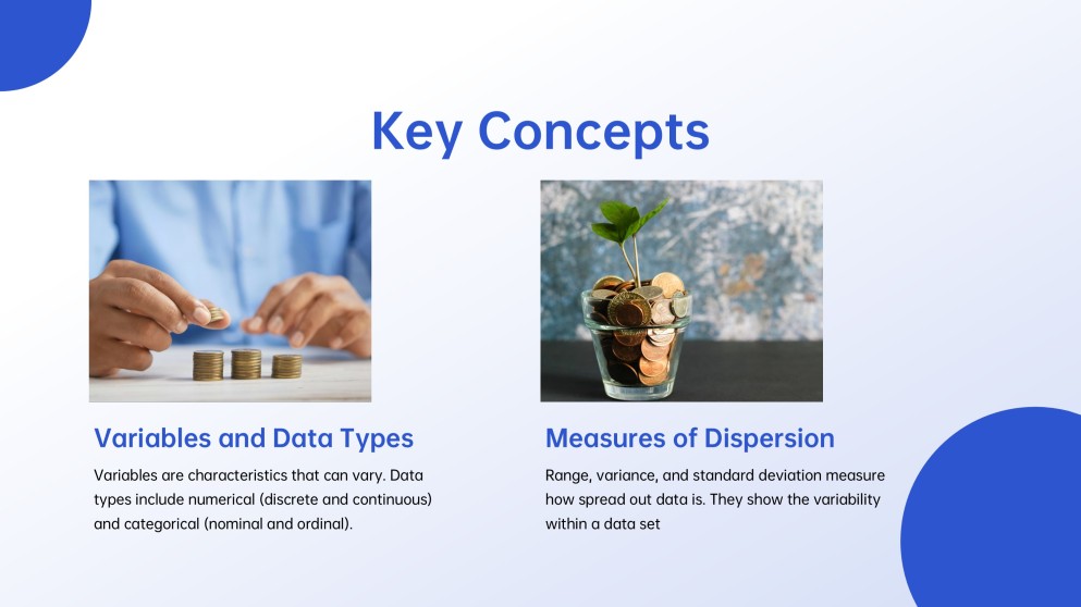 Templat PowerPoint Statistik Minimalis Biru