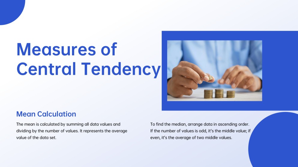 Templat PowerPoint Statistik Minimalis Biru