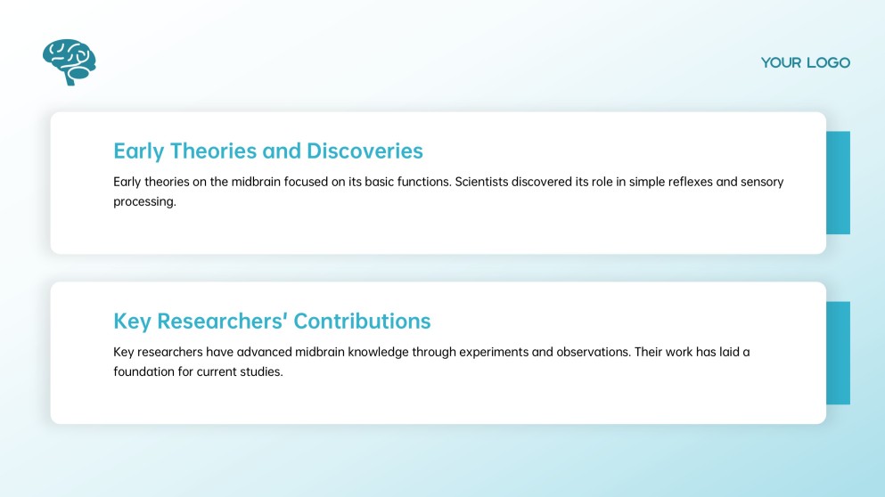 Blue Midbrain Activation Course PowerPoint Template with Brain Graphics