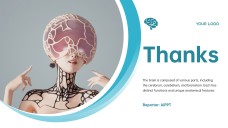 Blue Midbrain Activation Course PowerPoint Template with Brain Graphics