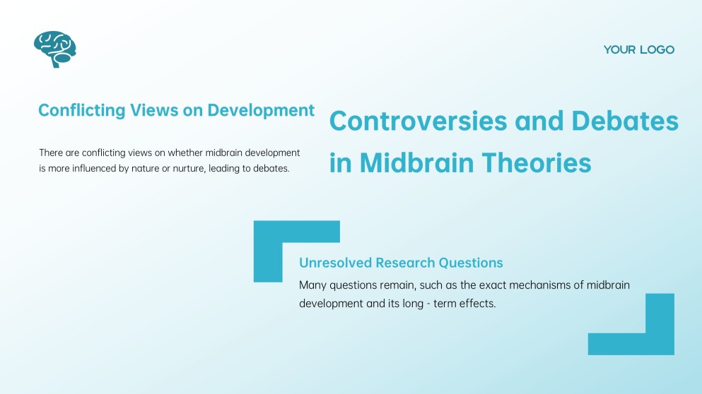 Blue Midbrain Activation Course PowerPoint Template with Brain Graphics