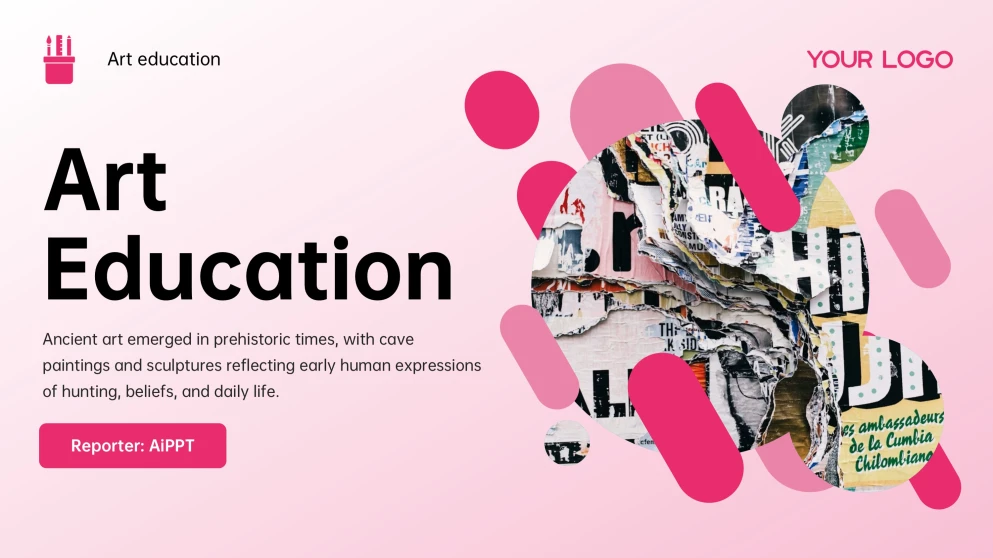 Pink Artistic History and Education Art PowerPoint Template