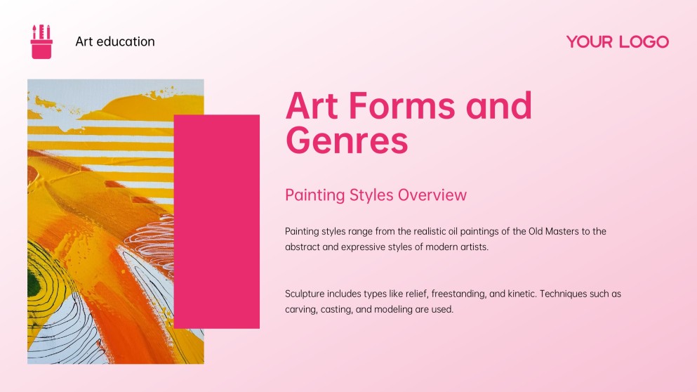 분홍색 예술사 및 교육 예술 파워포인트 템플릿