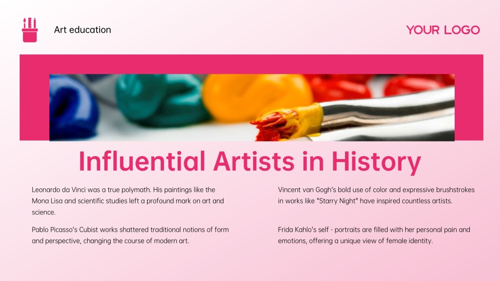 분홍색 예술사 및 교육 예술 파워포인트 템플릿