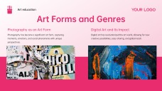 분홍색 예술사 및 교육 예술 파워포인트 템플릿