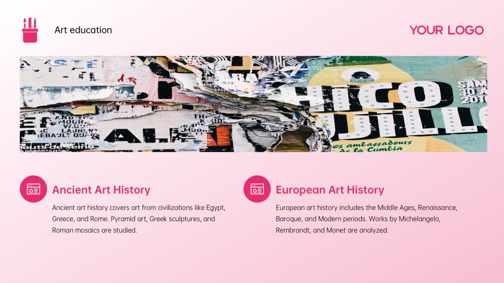 분홍색 예술사 및 교육 예술 파워포인트 템플릿