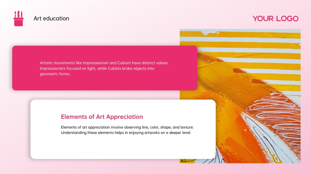 분홍색 예술사 및 교육 예술 파워포인트 템플릿