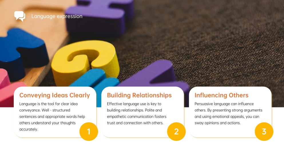 可愛及充滿活力的黃色語言發展PPT模板