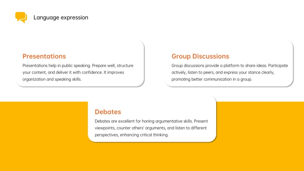 可愛及充滿活力的黃色語言發展PPT模板