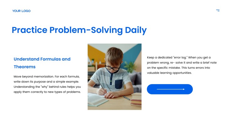 Problem-Solving Practice example slide for a student progress presentation