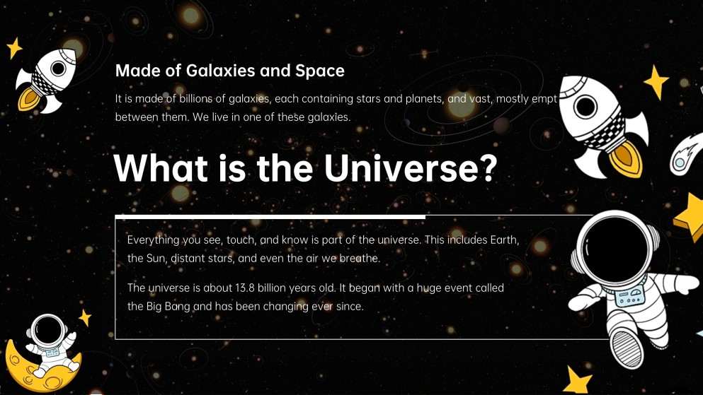 Introducción al Universo para una presentación de primaria