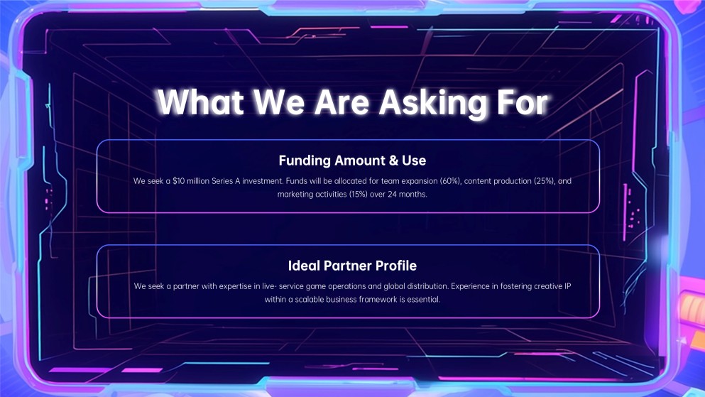 Präsentation für ein Game-Design-Pitch Deck