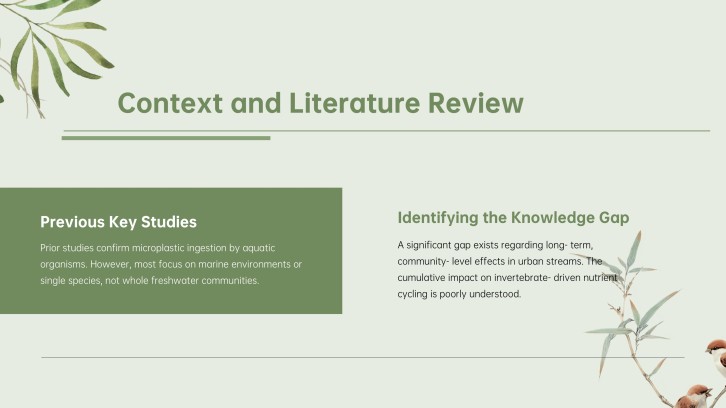 Urban waterway microplastics science project context and knowledge gap slide preview