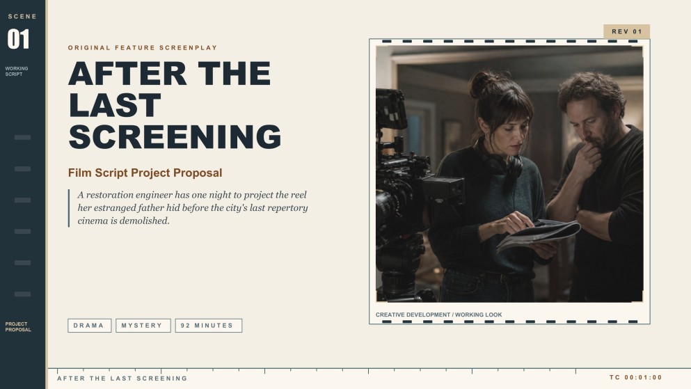 Präsentation eines Projektvorschlags für ein Filmskript