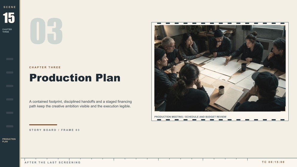 Präsentation eines Projektvorschlags für ein Filmskript
