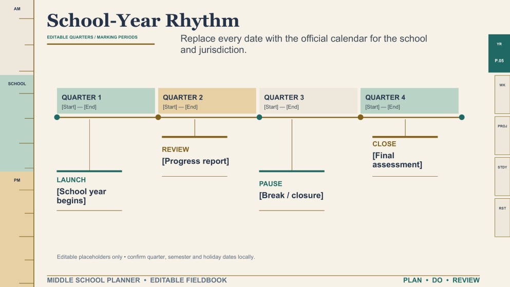 Middle School Planner Template