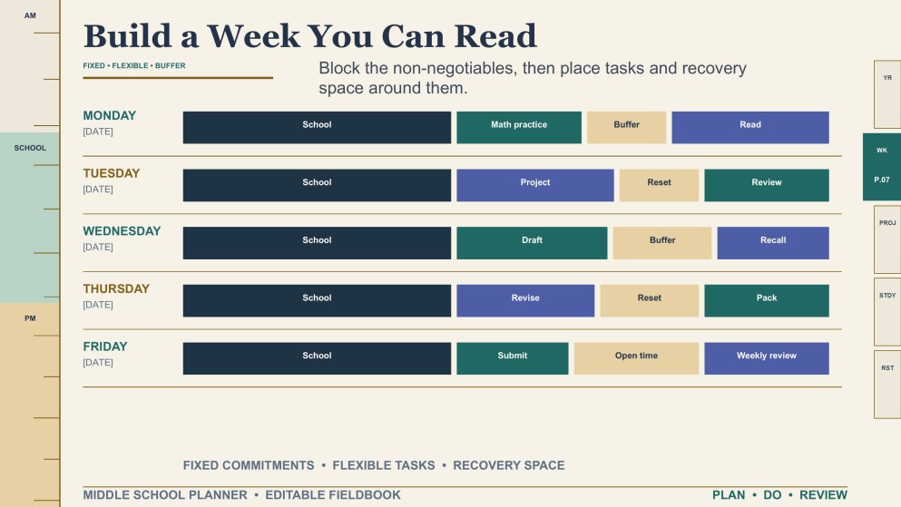 Middle School Planner Template
