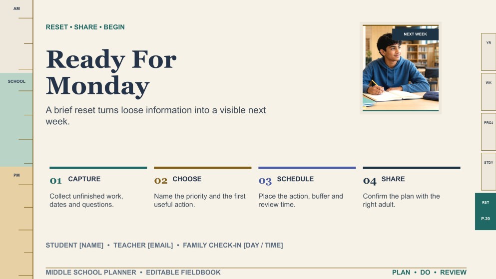 Middle School Planner Template