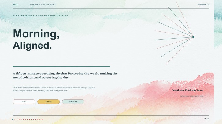 Elegant Watercolor Morning Meeting Presentation