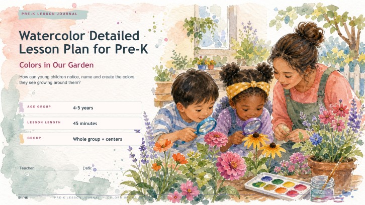 Watercolor Detailed Lesson Plan for Pre-K Presentation