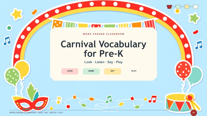 Carnival Vocabulary for Pre-K Presentation
