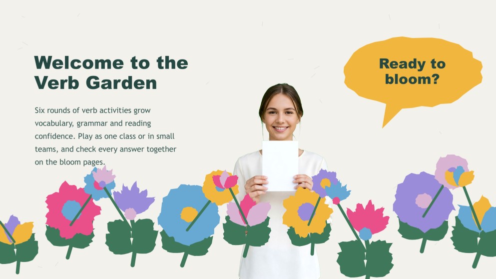 Presentasyon ng Pagsusulit sa Mga Gawaing Pandiwa na may Temang Bulaklak